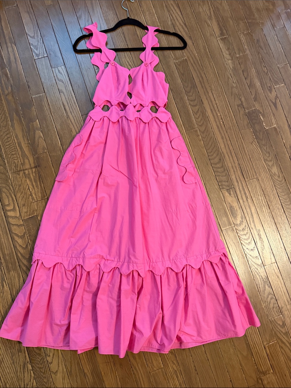 FARM Rio Hot Pink Ruffle-Trim Maxi Dress